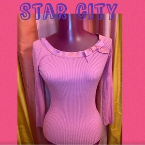 Vintage Y2K pink ribbed sweater M